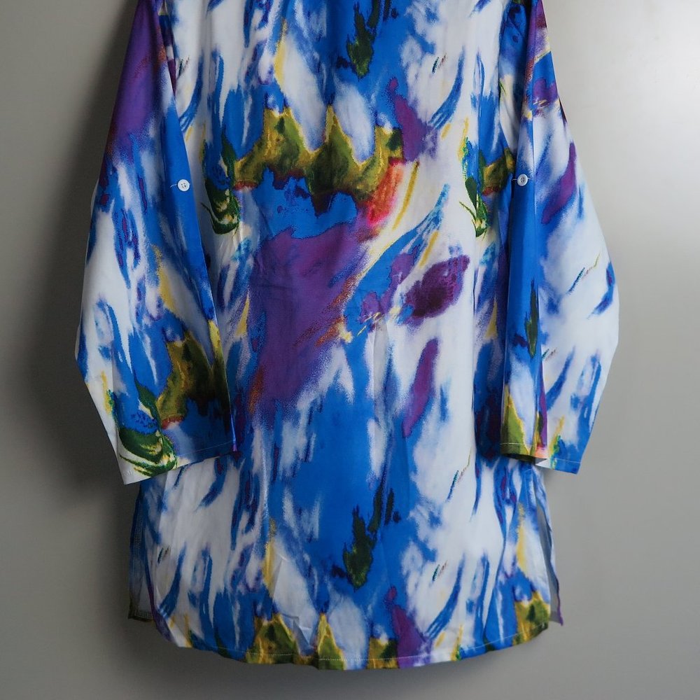 NWOT MISSLOOK Multi-Color Printed Turn-Down Collar Button-Up Tunic Blouse Sz 3XL - Picture 9 of 9